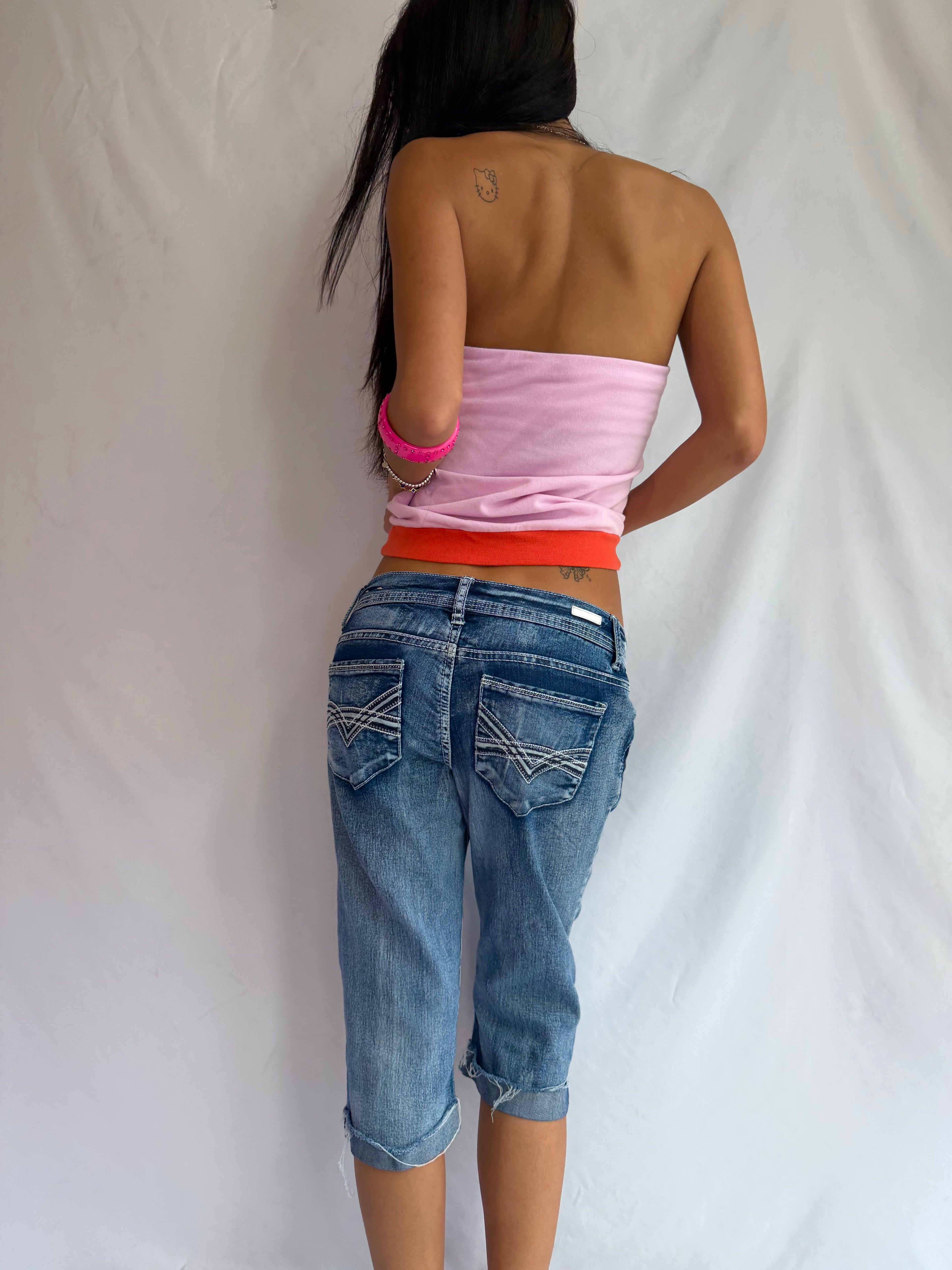 Vintage low rise denim capris jeans