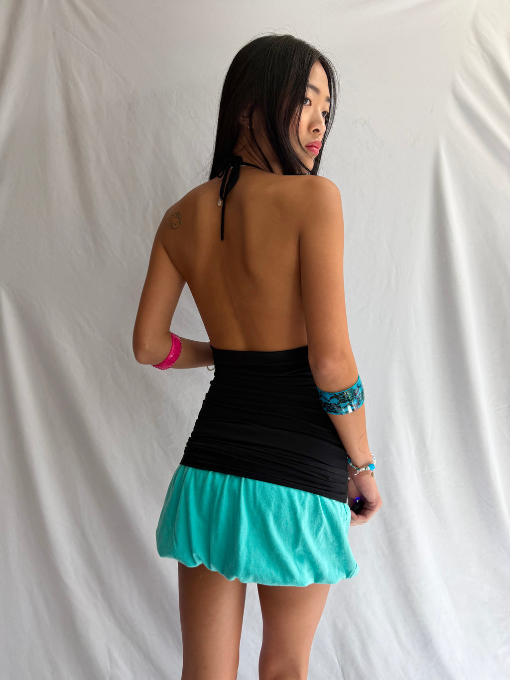 Vintage black & white halter top
