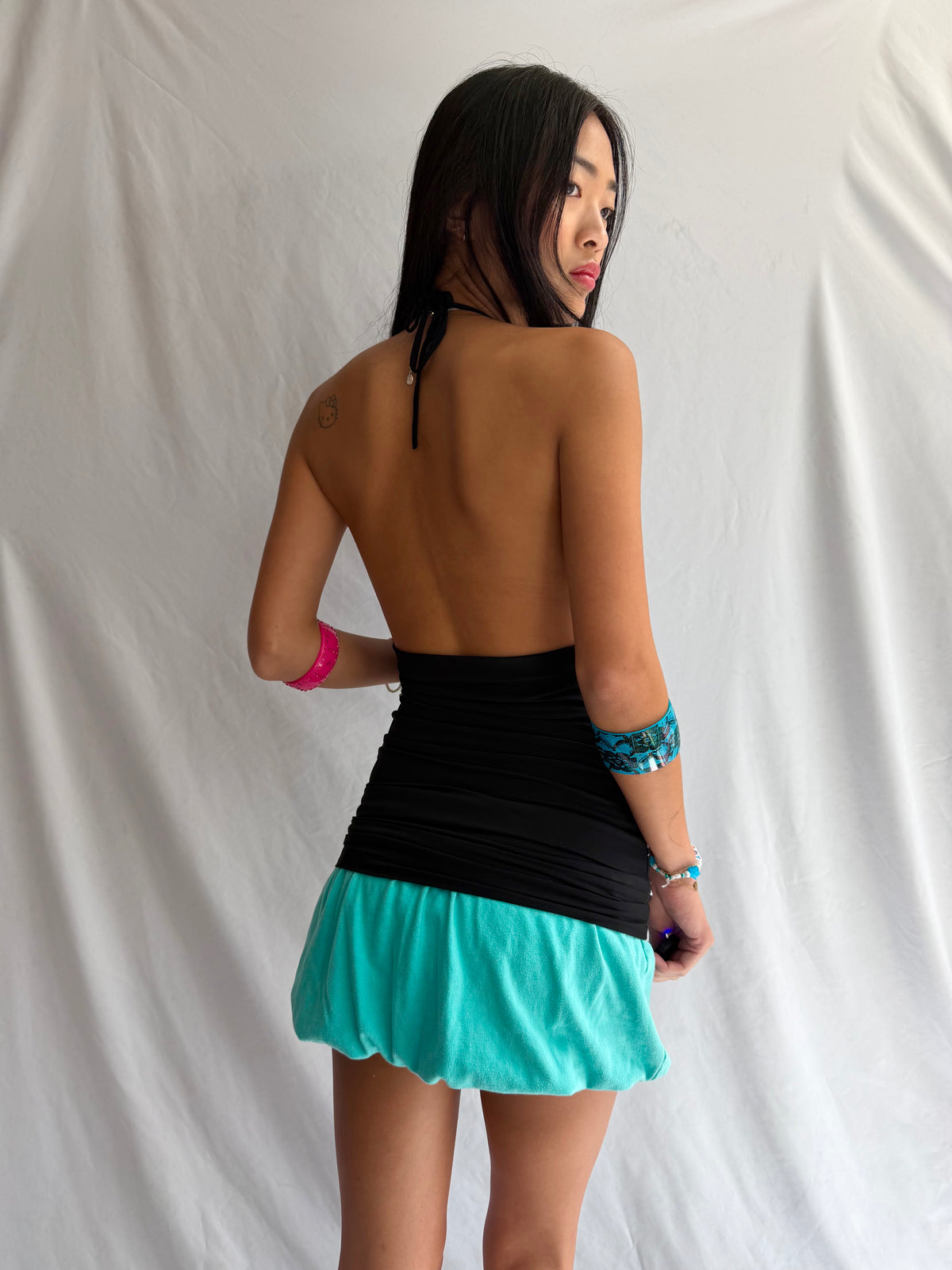 Vintage black & white halter top