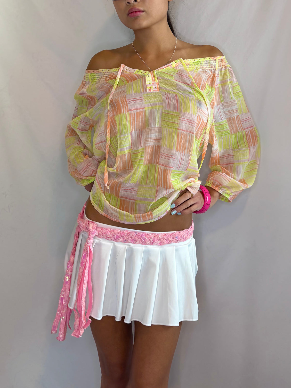 Vintage sheer off the shoulder top