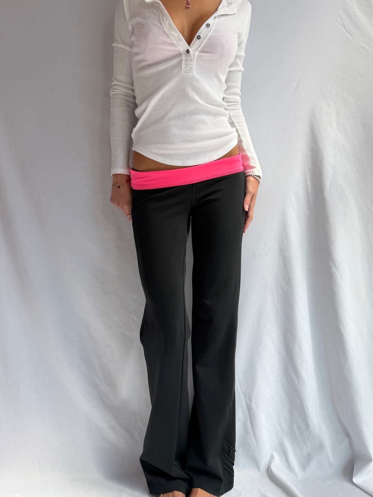 Vintage pink flare foldover leggings