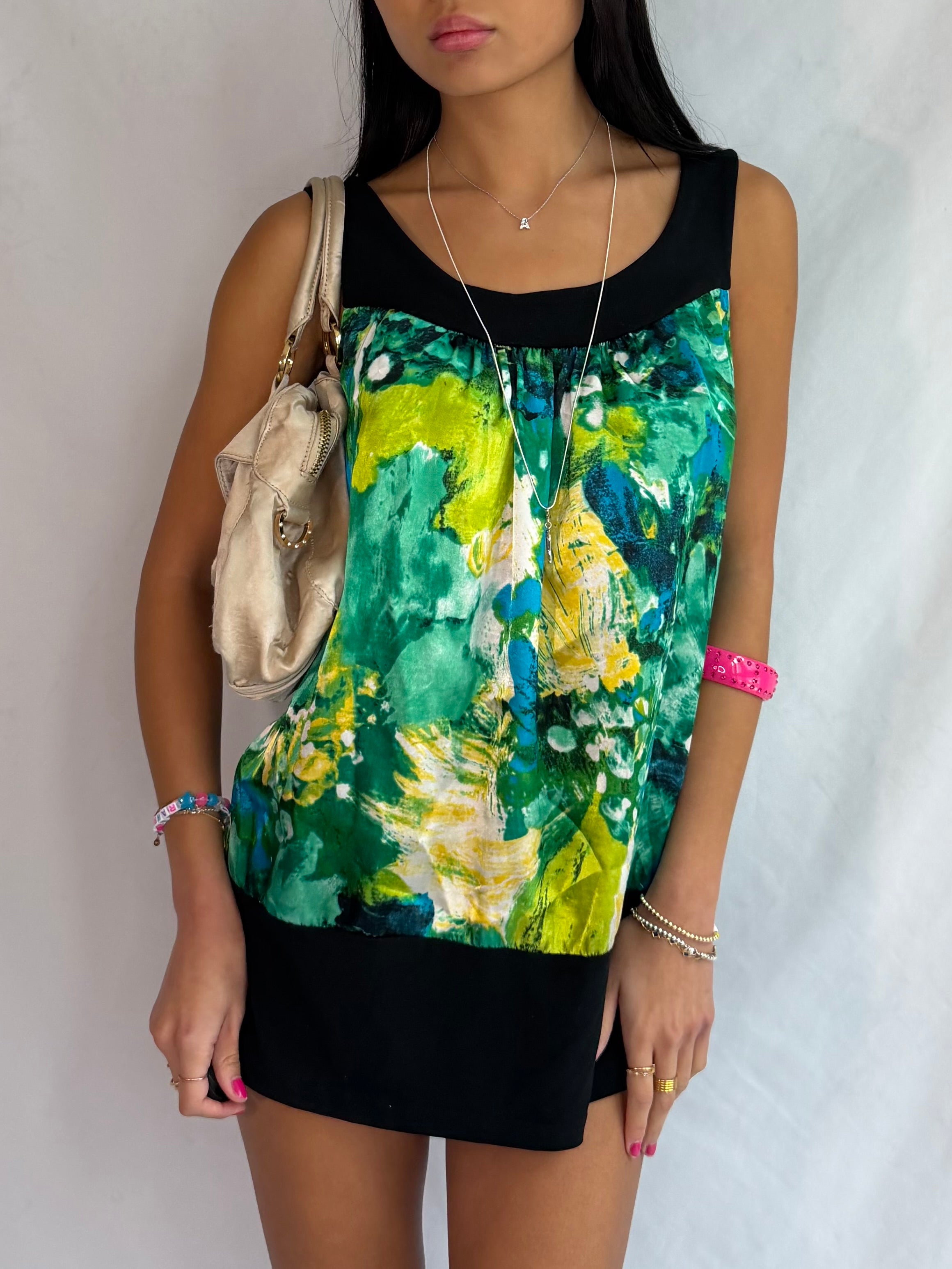 vintage green mini dress ⊹ ࣪ ˖