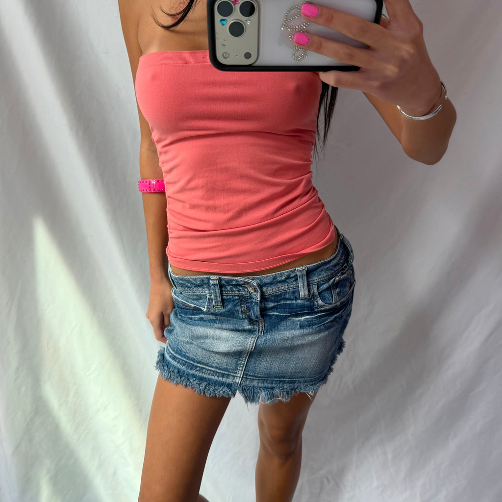 Vintage denim mini skirt