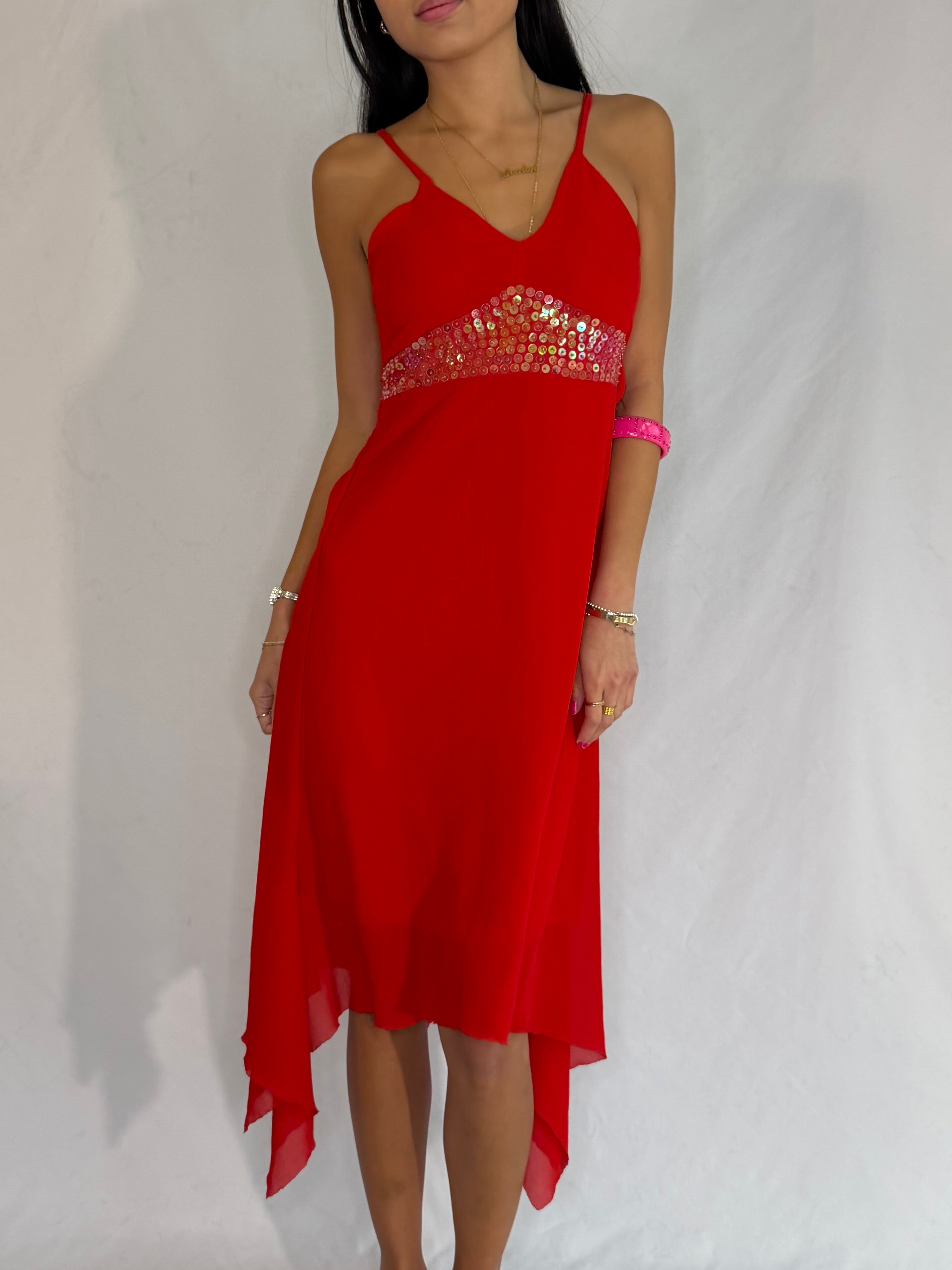 vintage red fairy midi dress ‧₊ ♪˚⊹