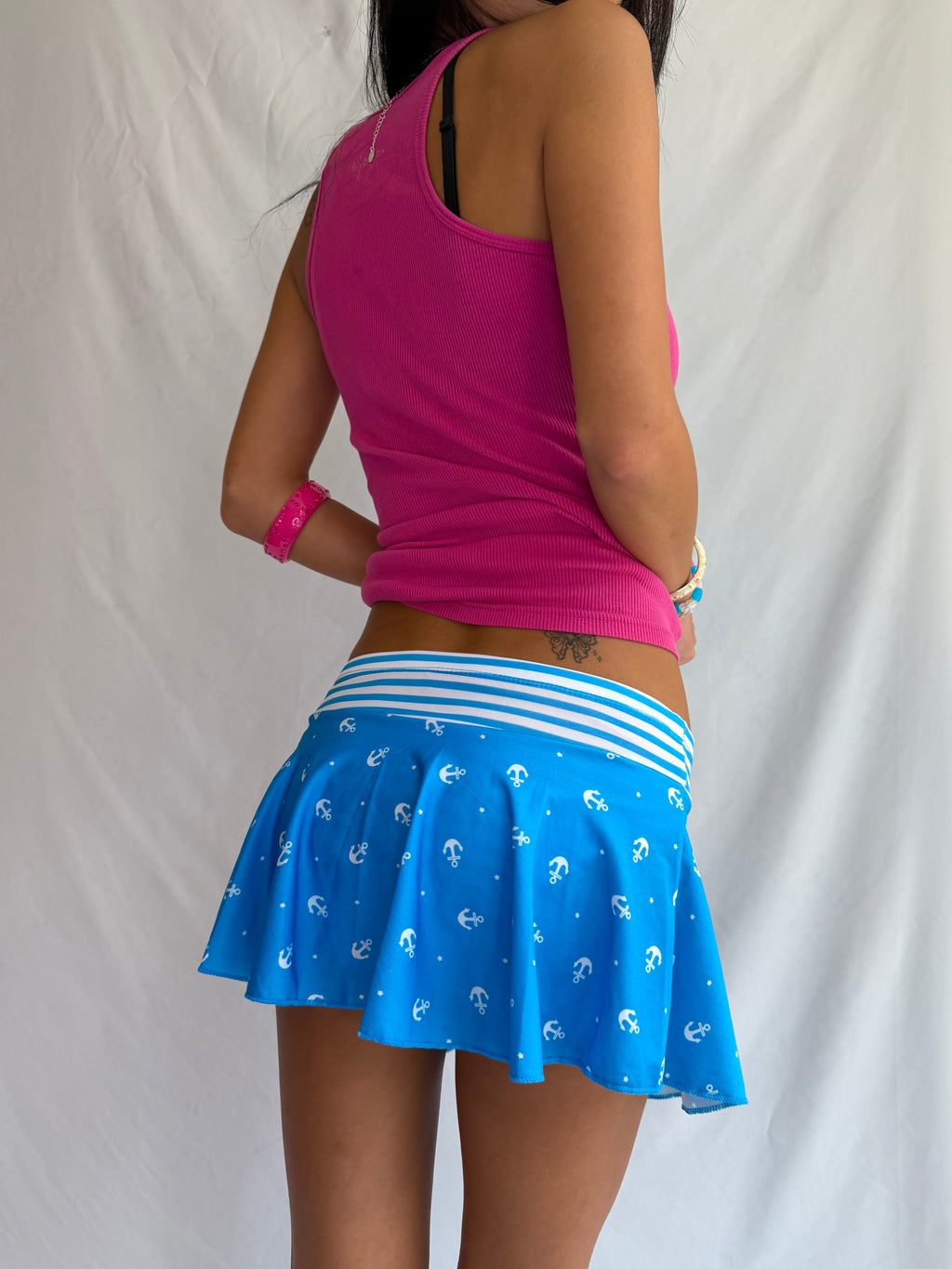 Vintage blue anchor micro mini skirt