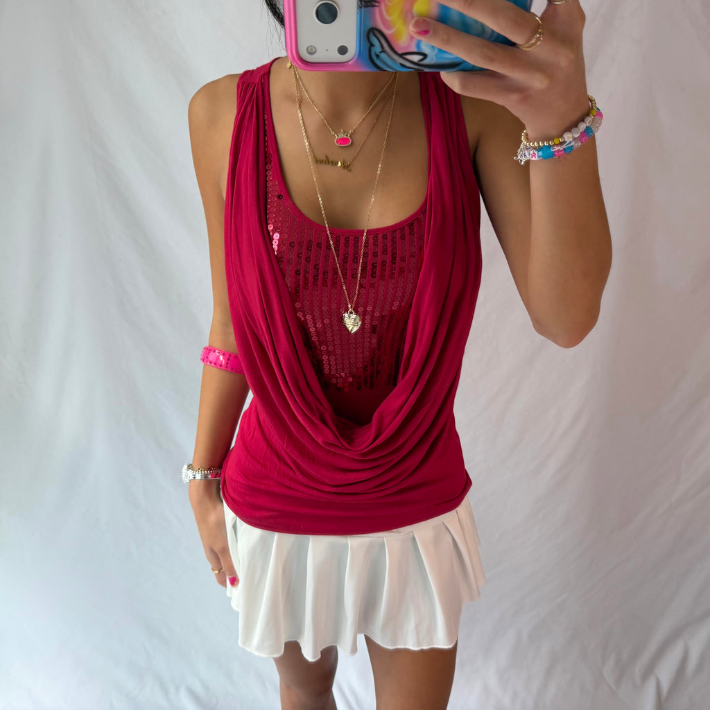 vintage red sequin tank top ⋆˙⟡