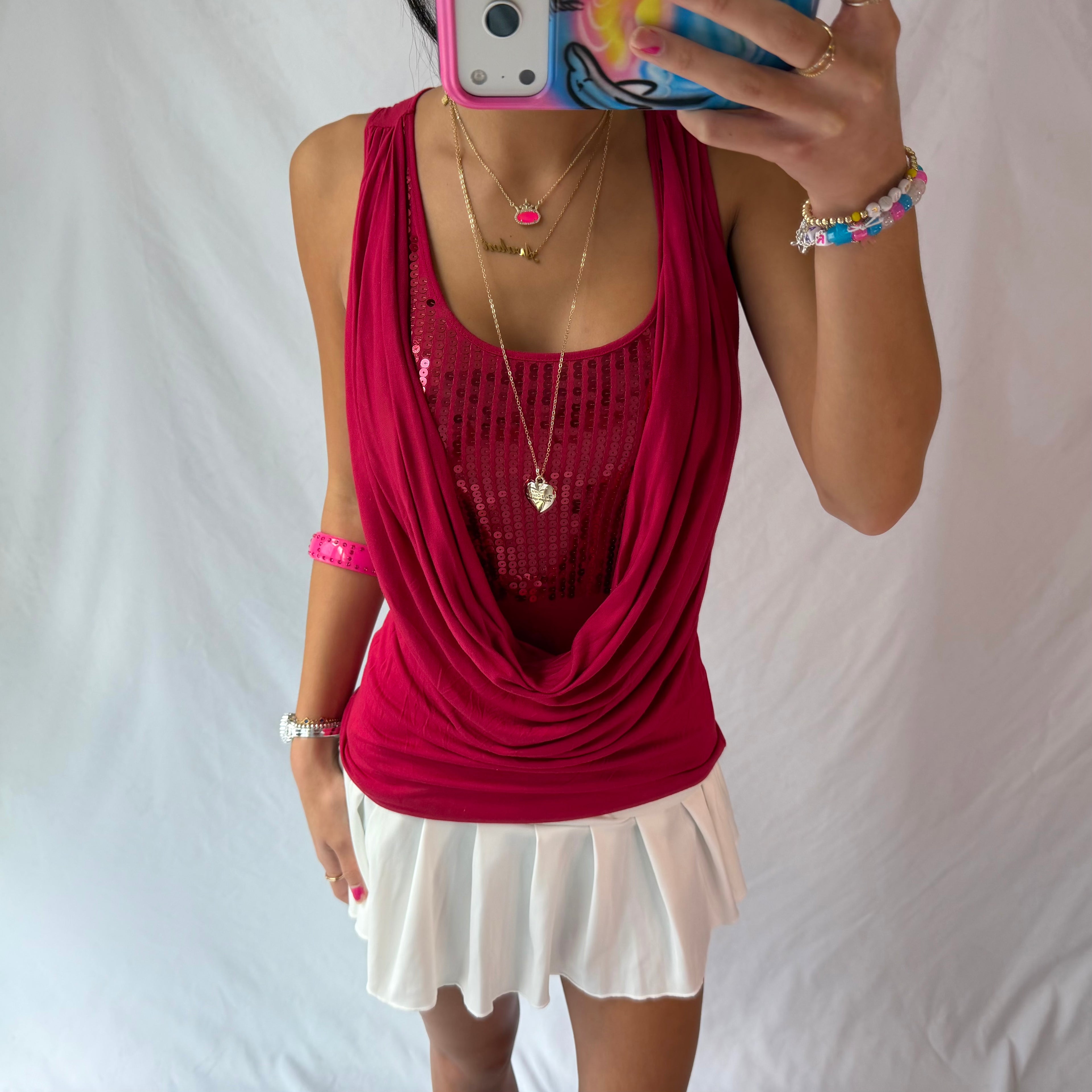 vintage red sequin tank top ⋆˙⟡