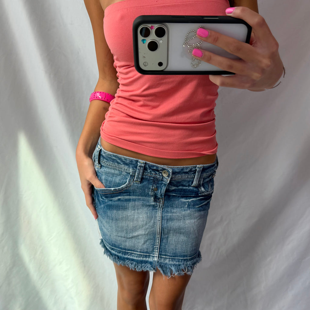 Vintage denim mini skirt