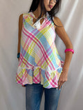 Vintage rainbow plaid tank top