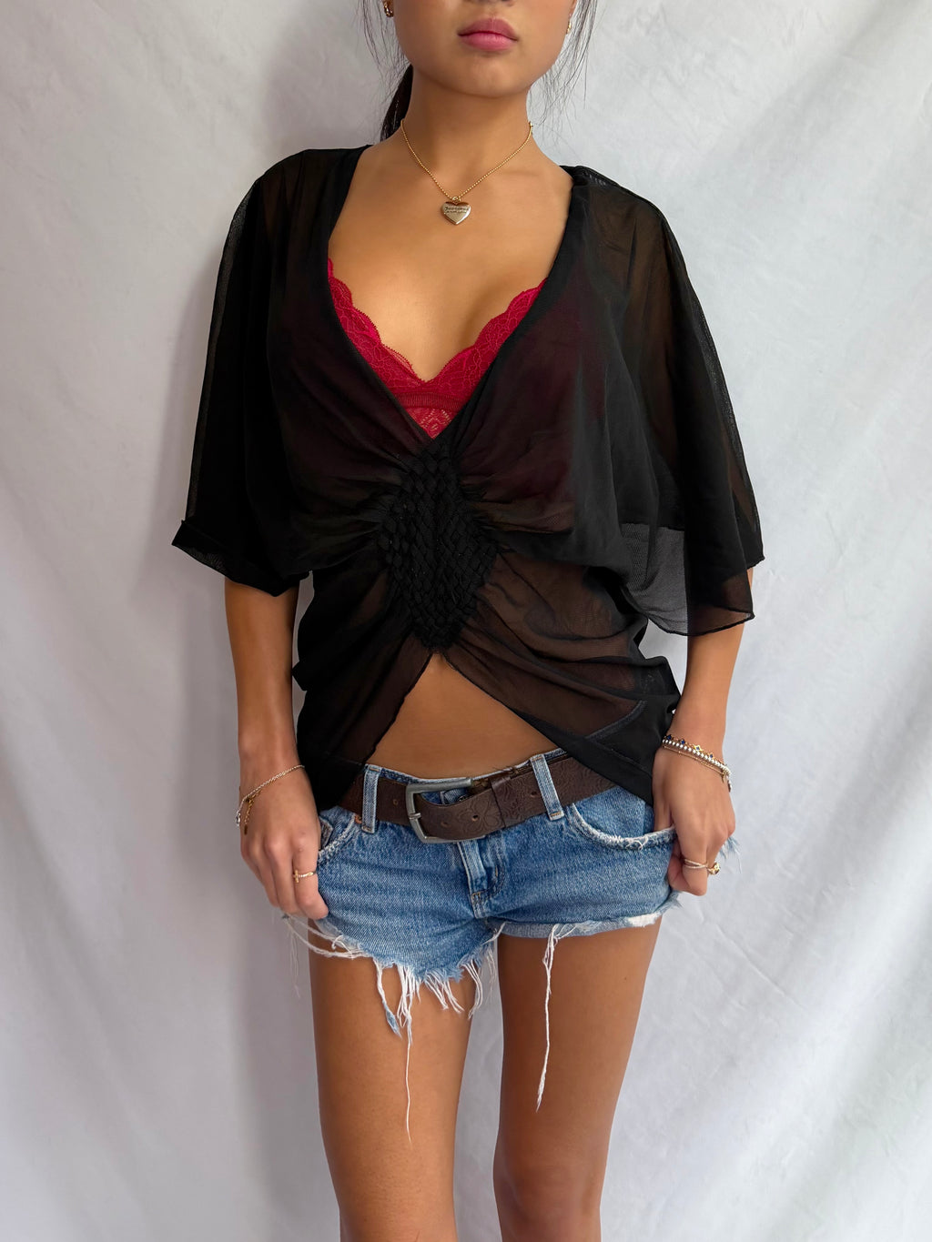 Vintage sheer off the shoulder top