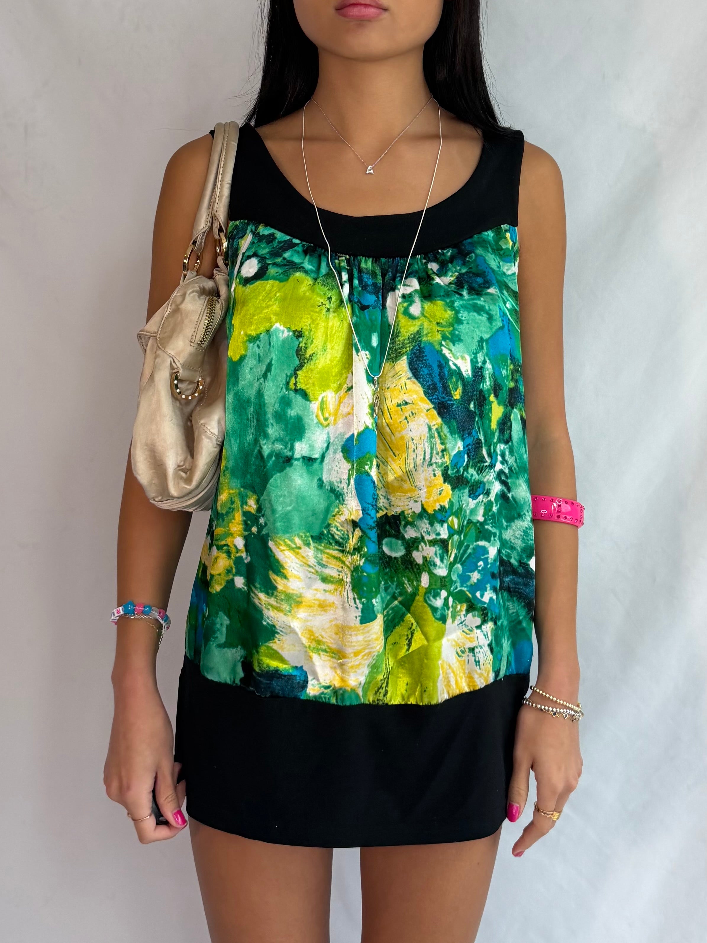 vintage green mini dress ⊹ ࣪ ˖