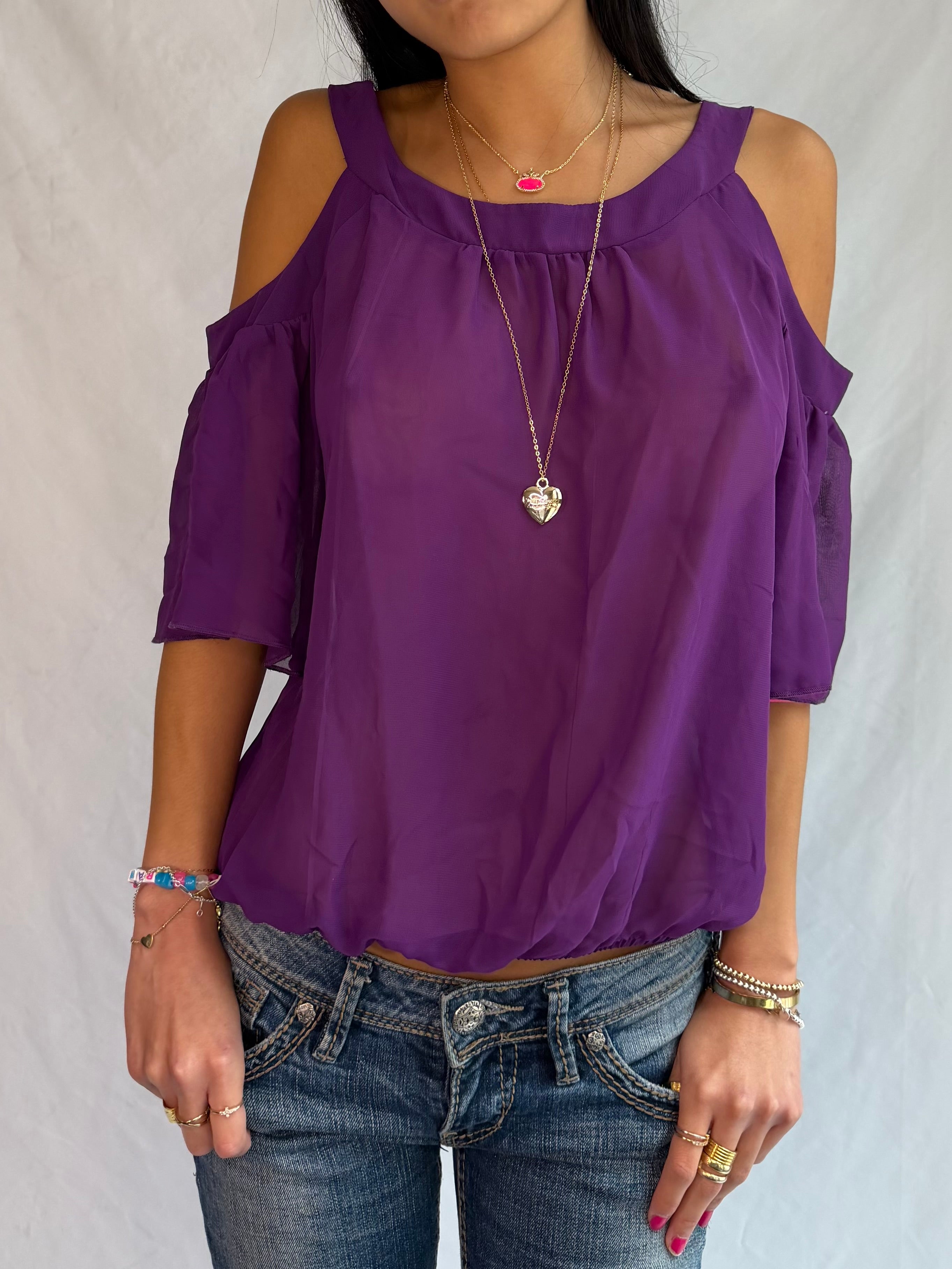 vintage purple off the shoulder top ⋆. 𐙚 ˚