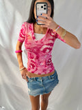 Vintage pink tie dye hoodie top