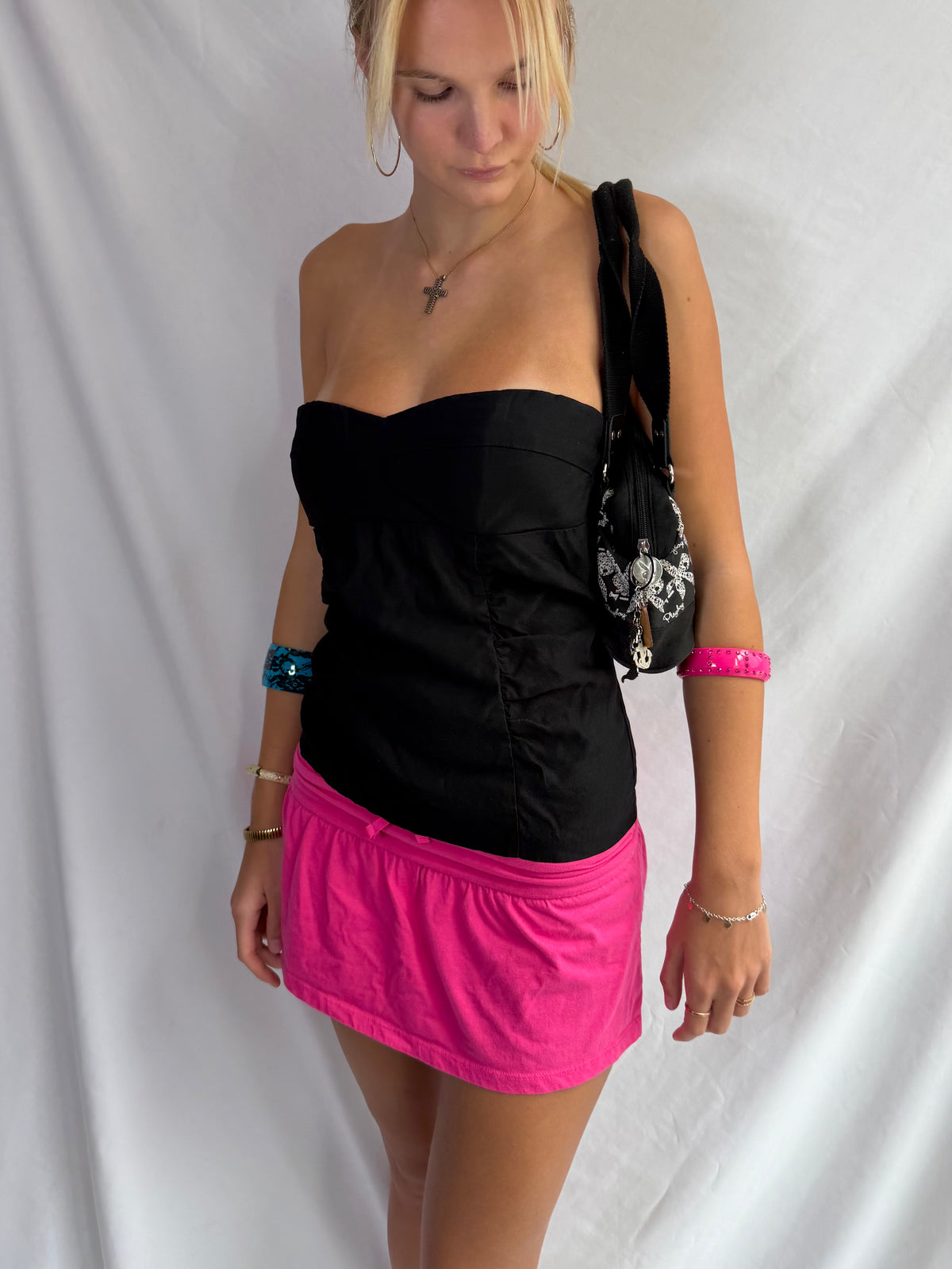 Vintage black corset strapless top
