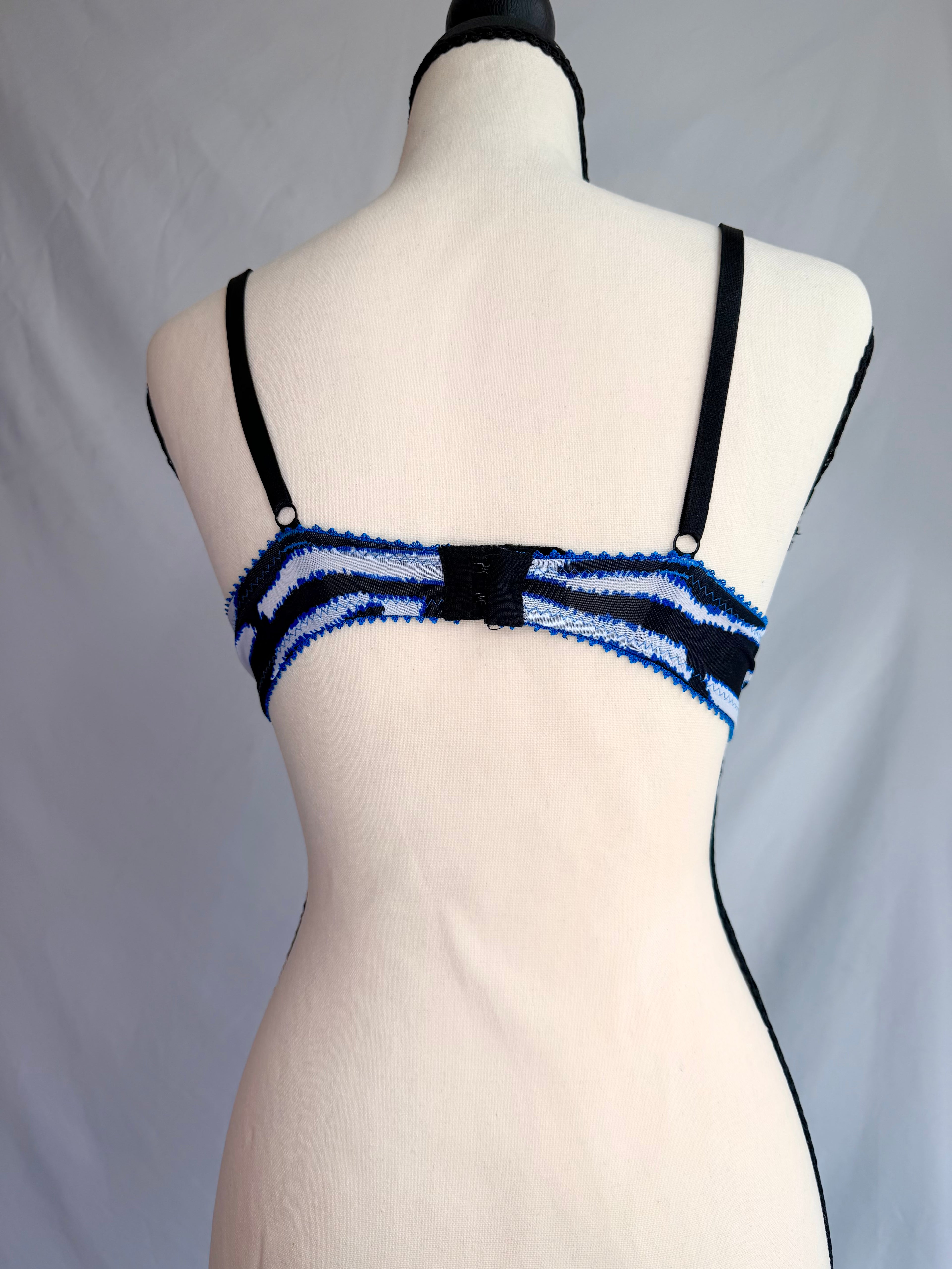 vintage blue zebra lace bra bow details ♡