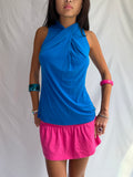 Vintage blue mock neck halter top