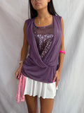 Vintage plum sequin low cut top