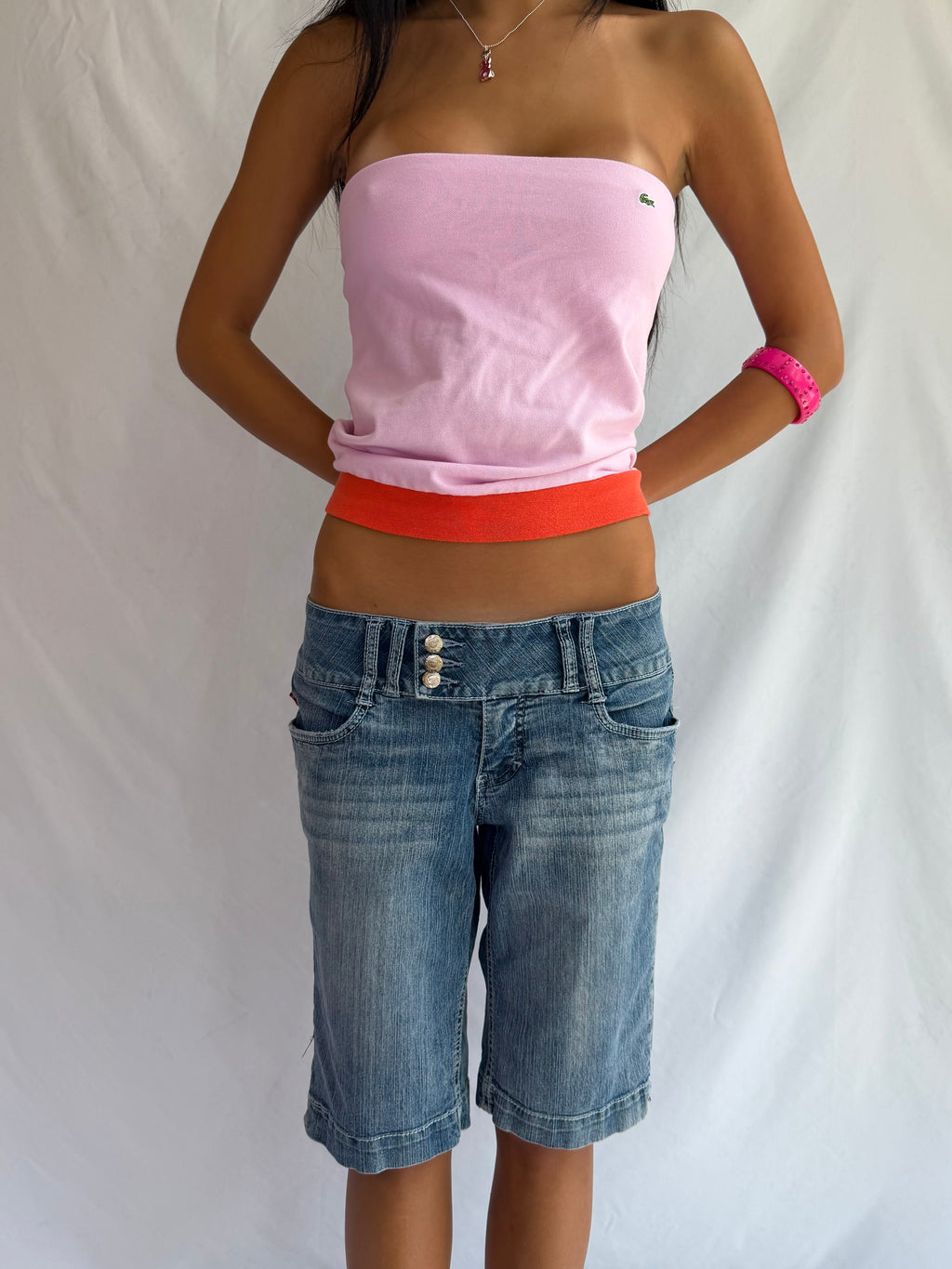Vintage blue denim capris shorts