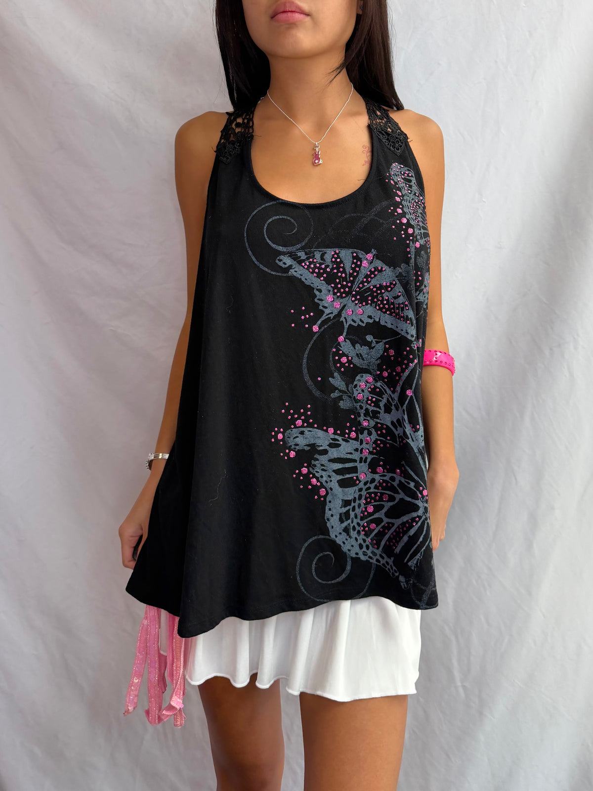 Vintage sparkle butterfly tank top