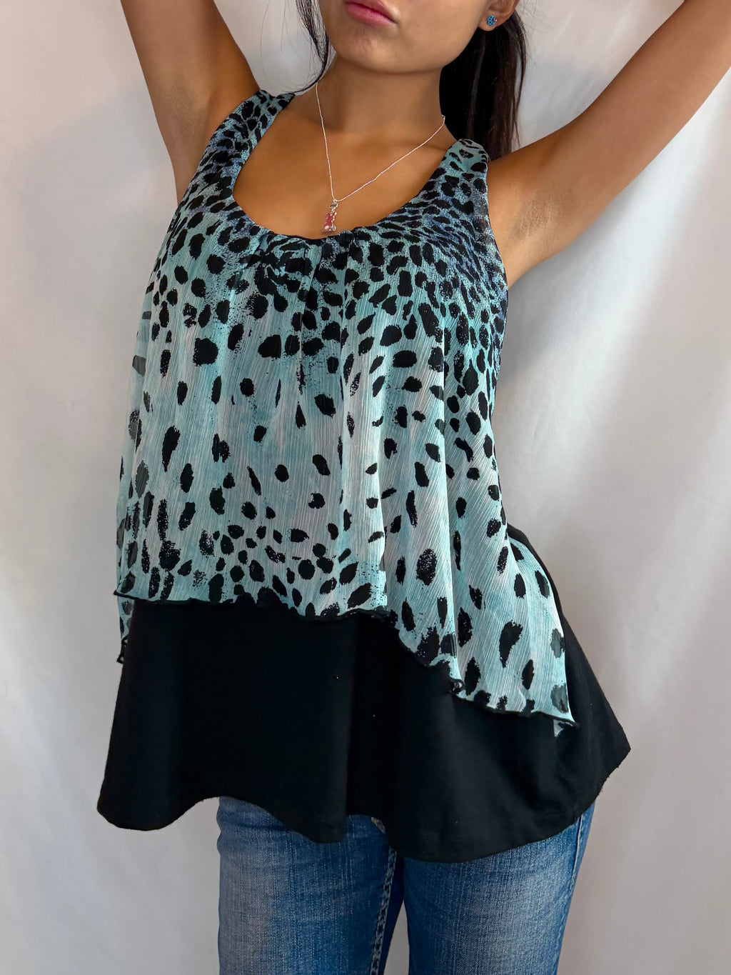Vintage blue cheetah print tank top