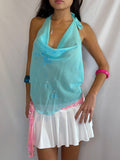 Vintage aqua sheer fairy halter top