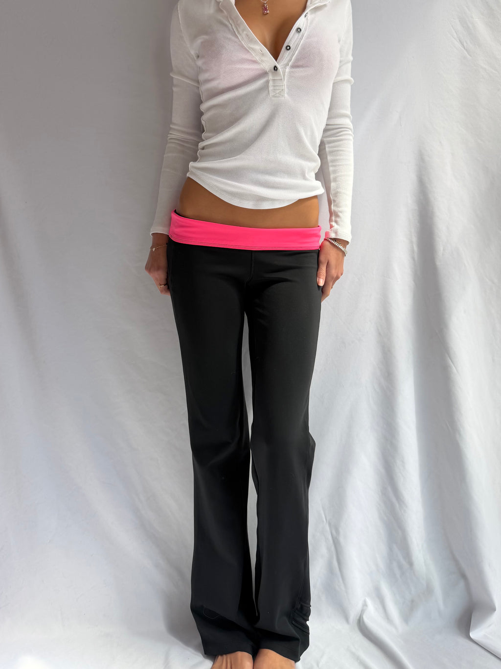 Vintage pink flare foldover leggings