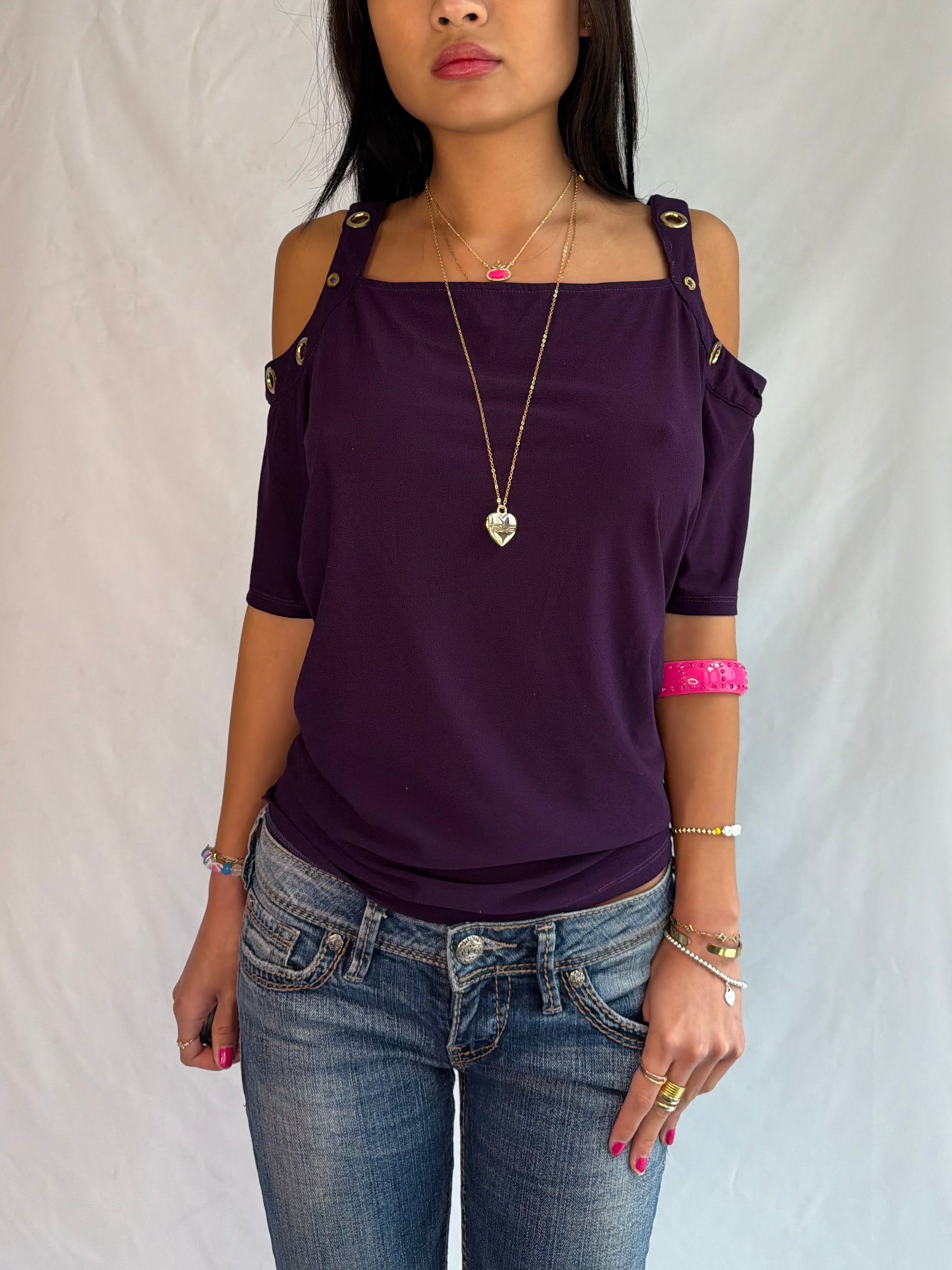 vintage plum off the shoulder top ⋆˙⟡
