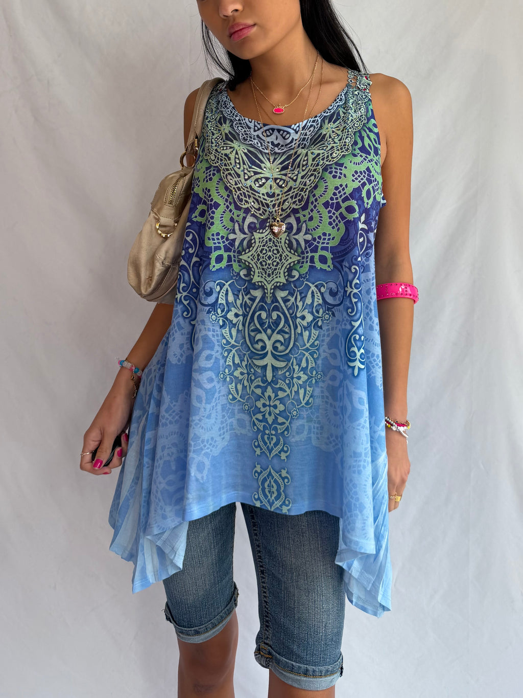vintage boho design tank top ˖᯽ ݁˖