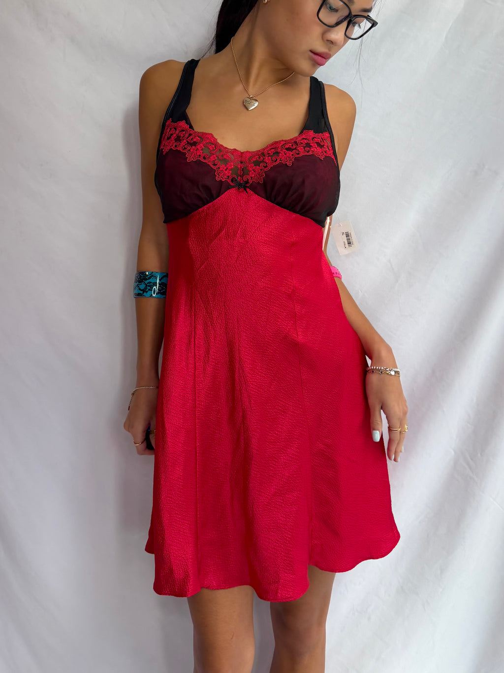 Vintage red slip mini dress