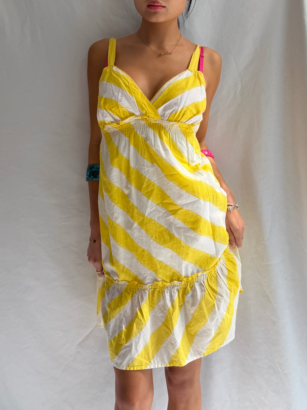 Vintage yellow striped babydoll dress