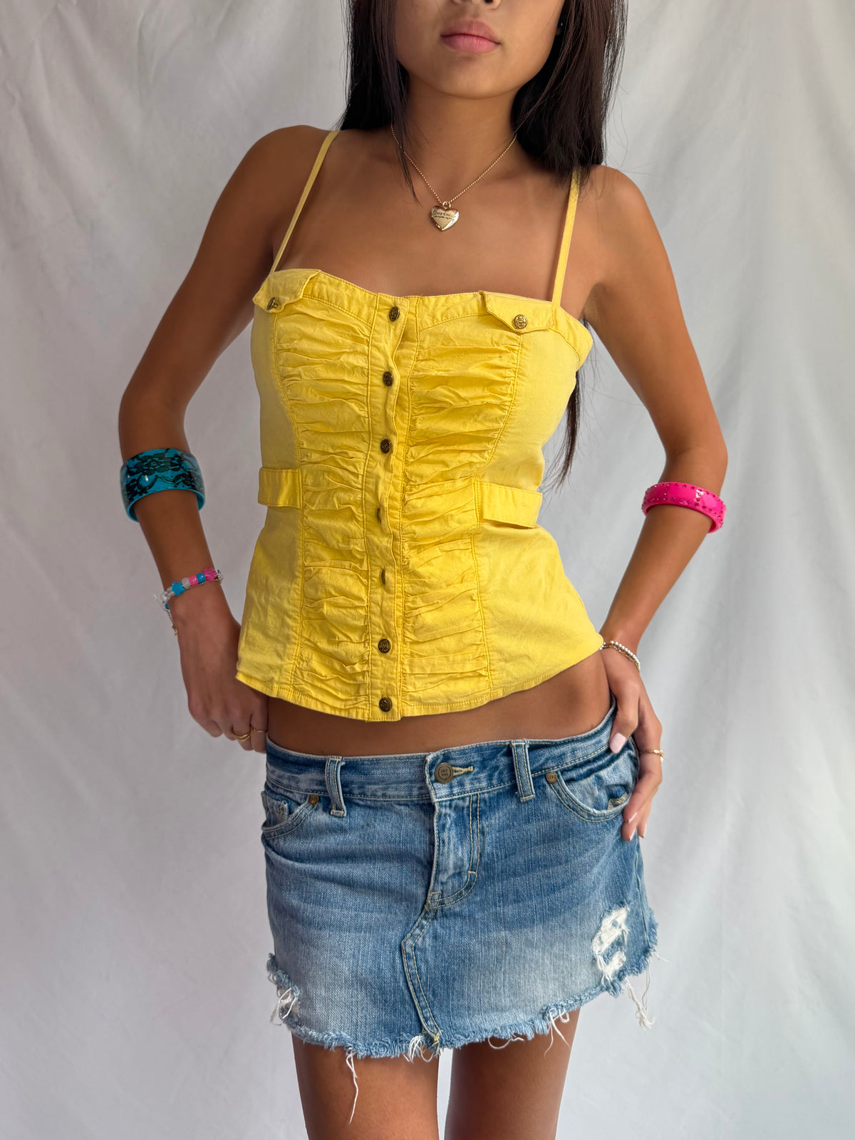 Vintage yellow corset tank top