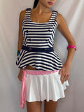 Vintage navy striped flare tank top