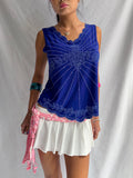 Vintage blue embroidered tank top