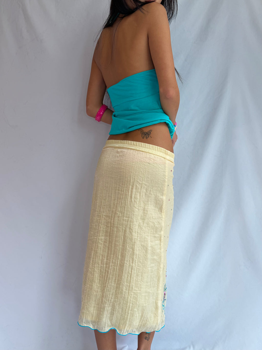Vintage yellow beaded maxi skirt