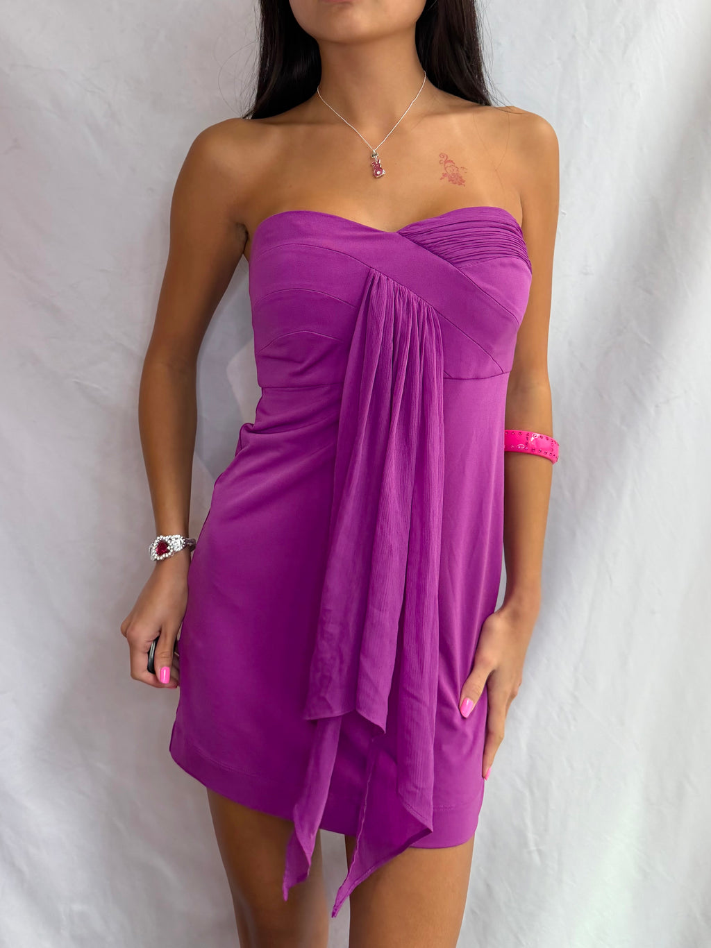 Vintage purple strapless mini dress