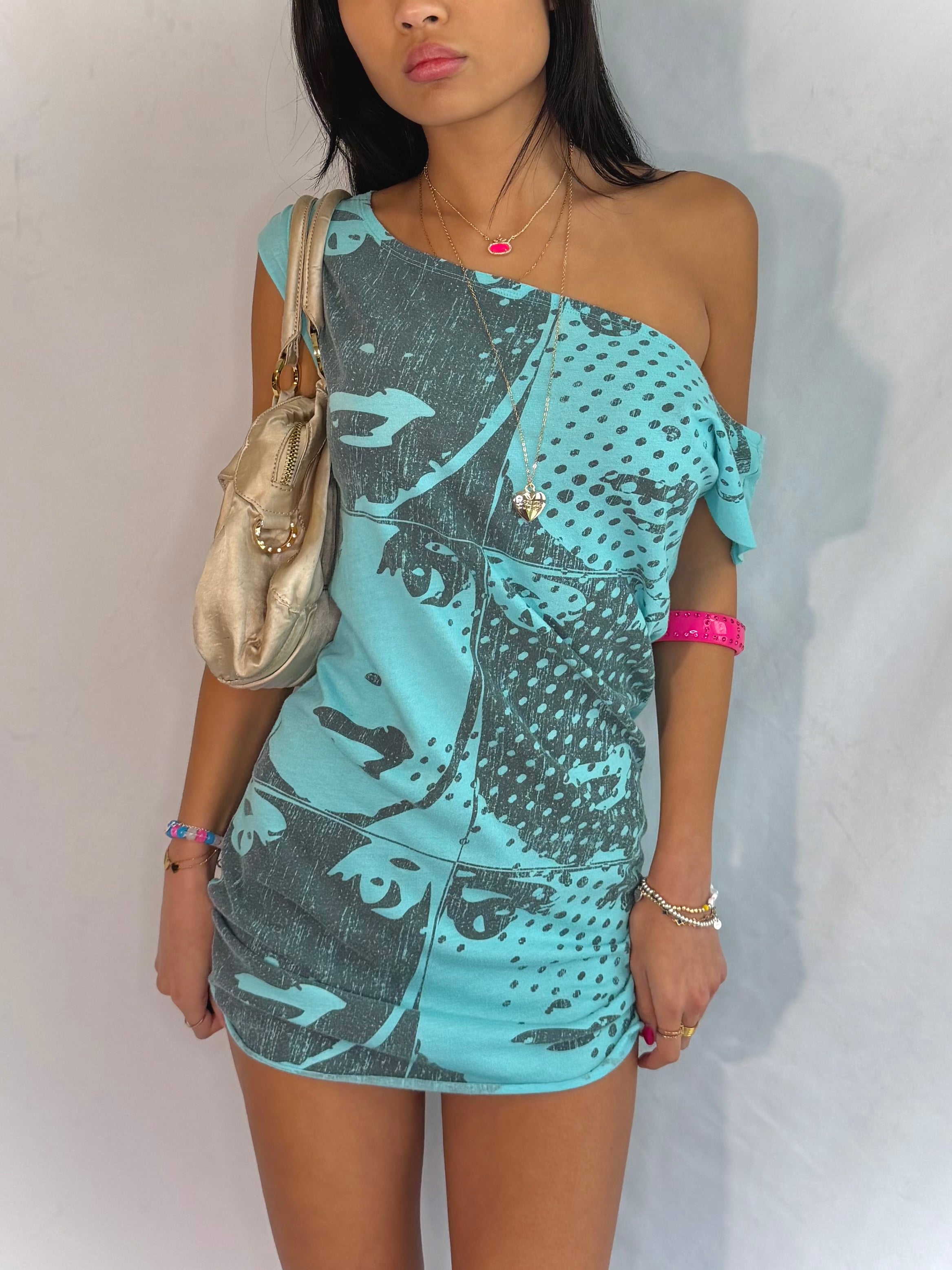 vintage aqua mini dress ‧₊ ♪˚⊹