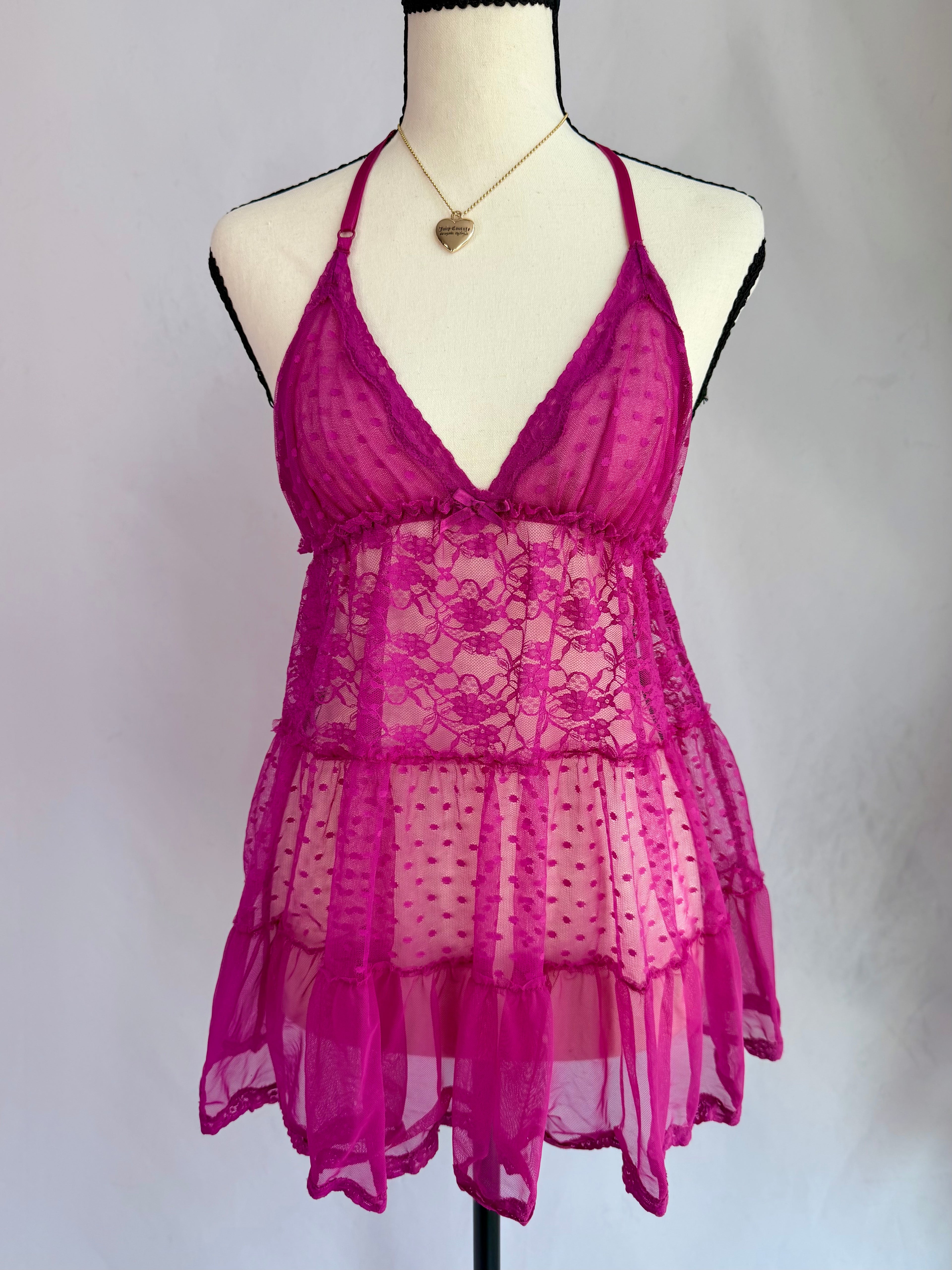 vintage polka dot lace babydoll dress ♡