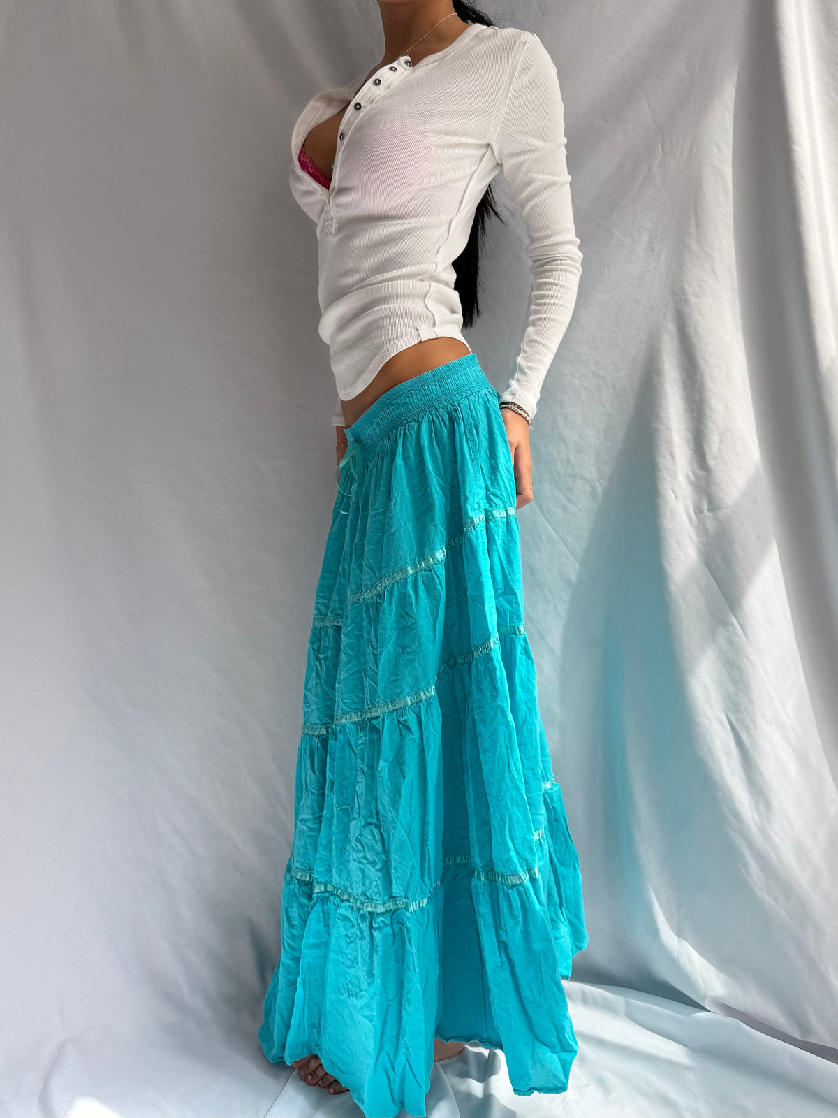 Vintage teal fairy maxi skirt
