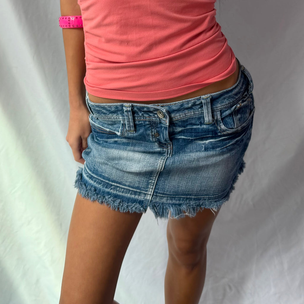 Vintage denim mini skirt