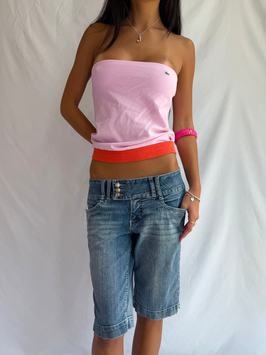Vintage blue denim capris shorts