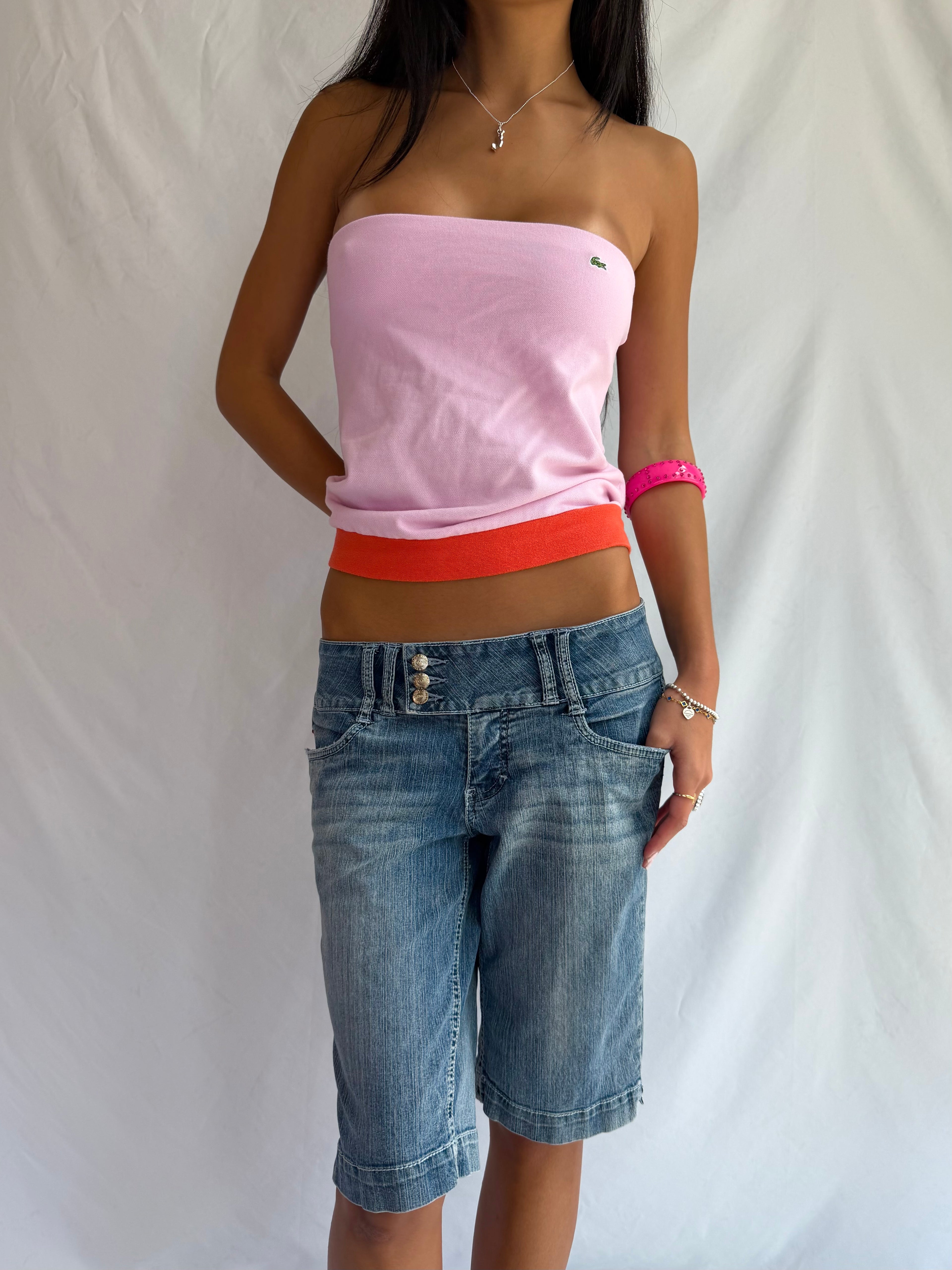 Vintage blue denim capris shorts