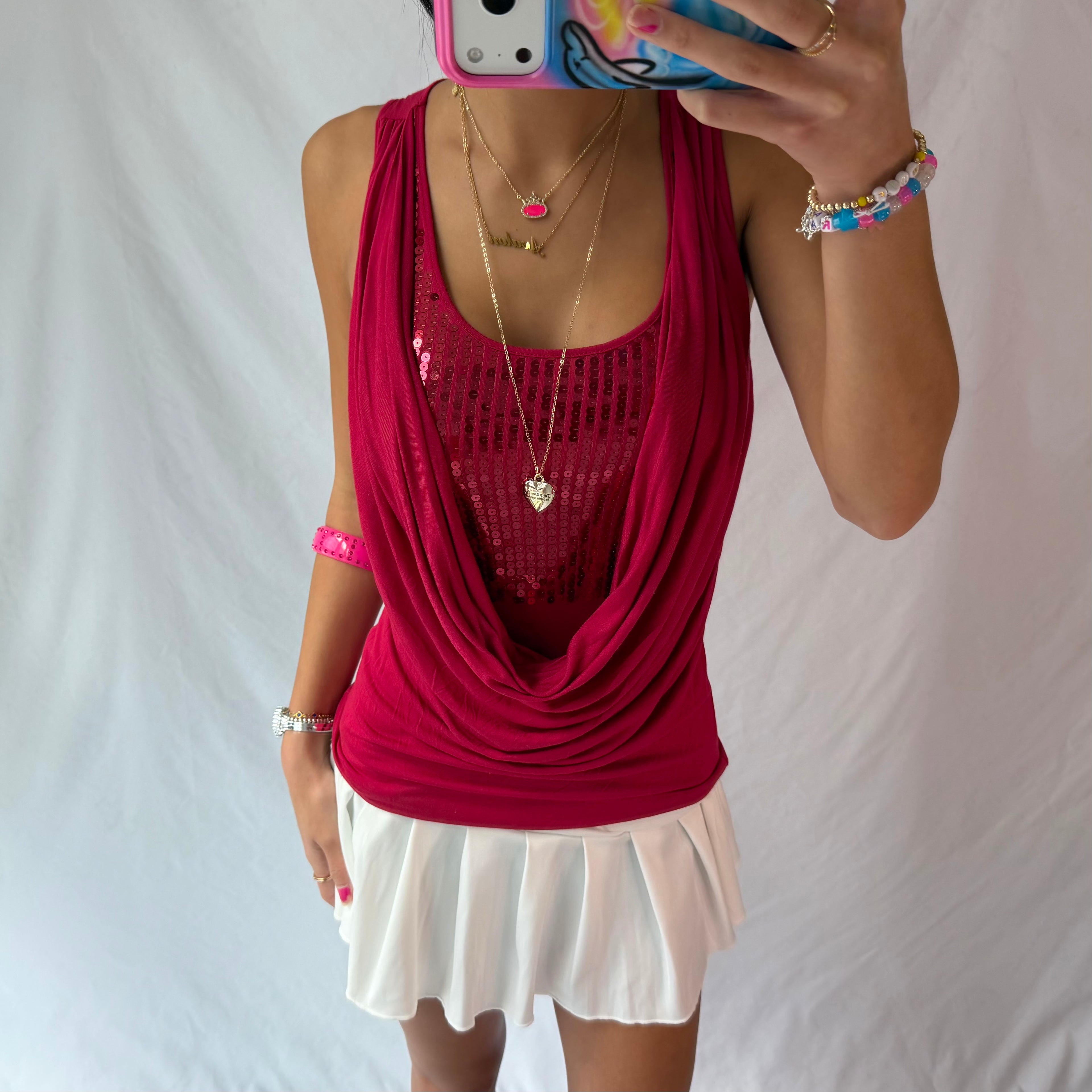 vintage red sequin tank top ⋆˙⟡