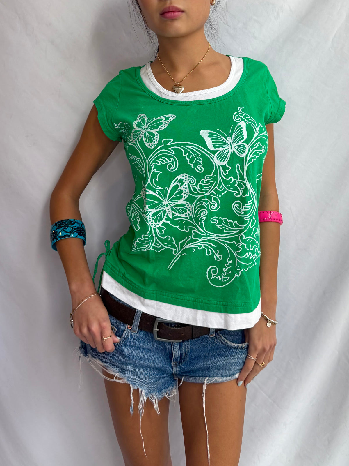 Vintage green layered top