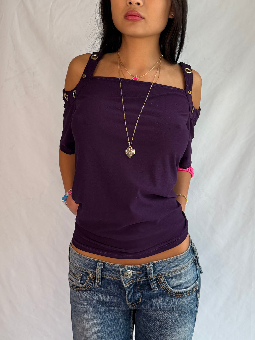 vintage plum off the shoulder top ⋆˙⟡
