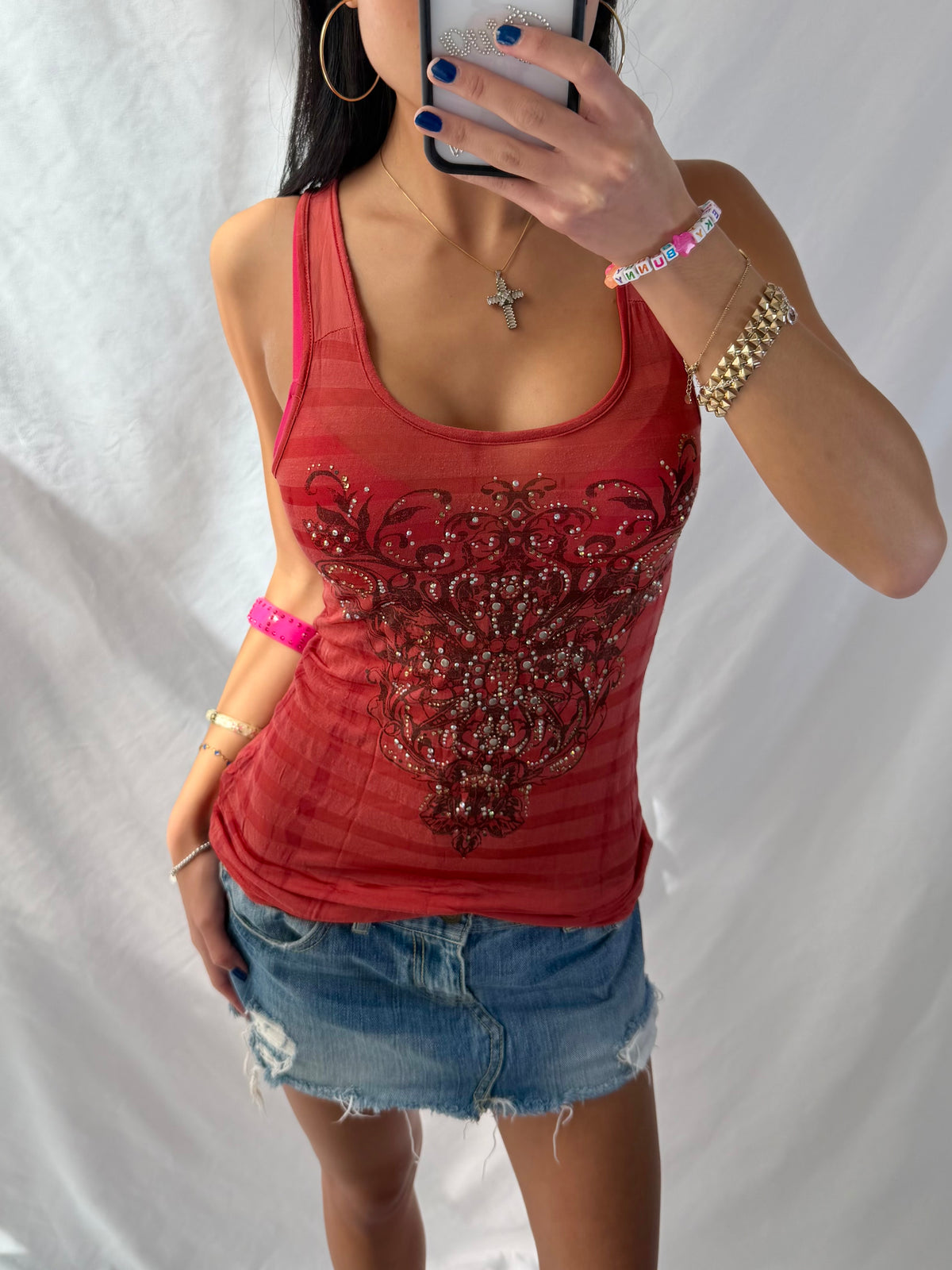 Vintage Miss Me rhinestone tank top
