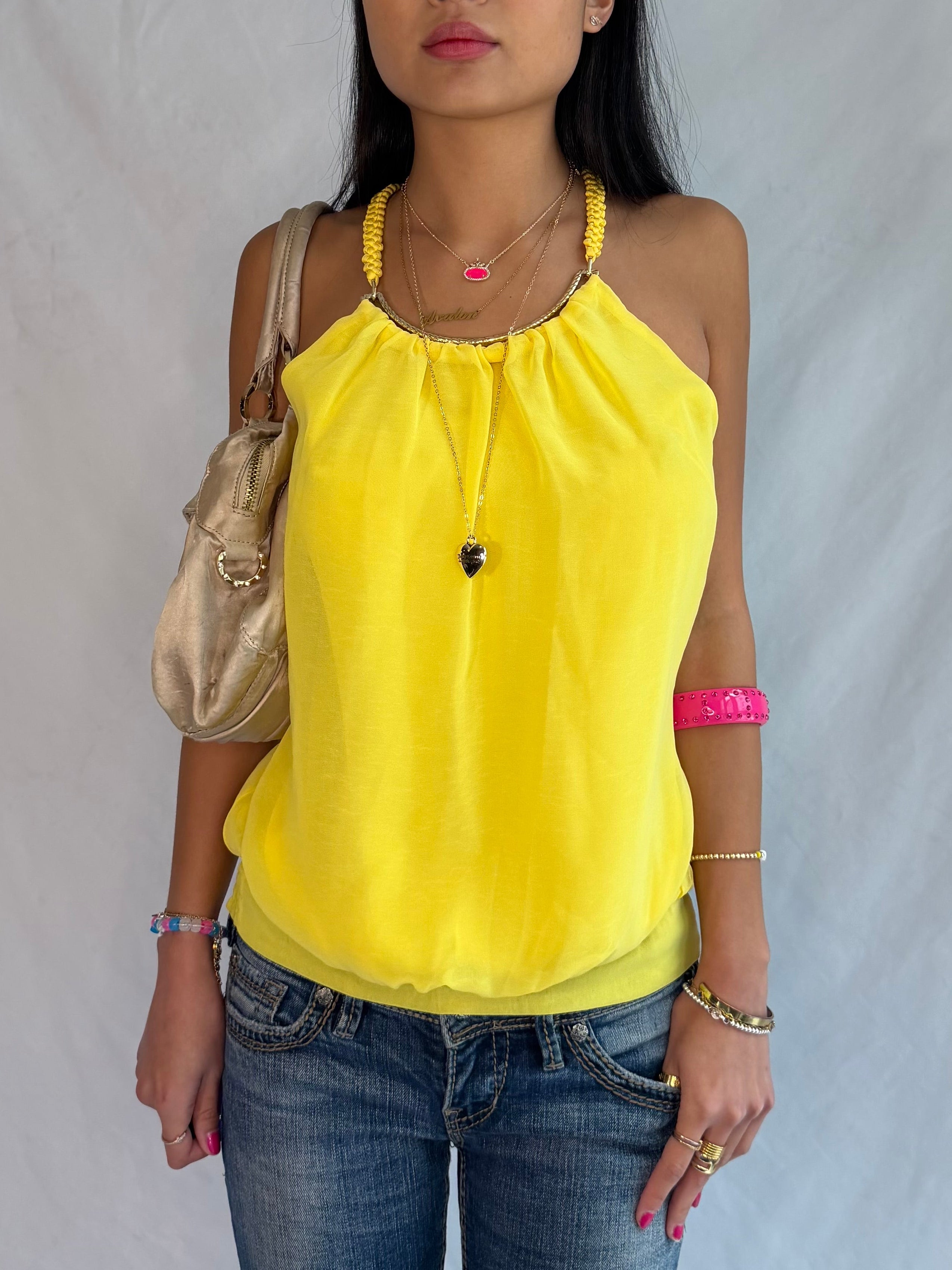 vintage yellow halter top ⋆. 𐙚 ˚