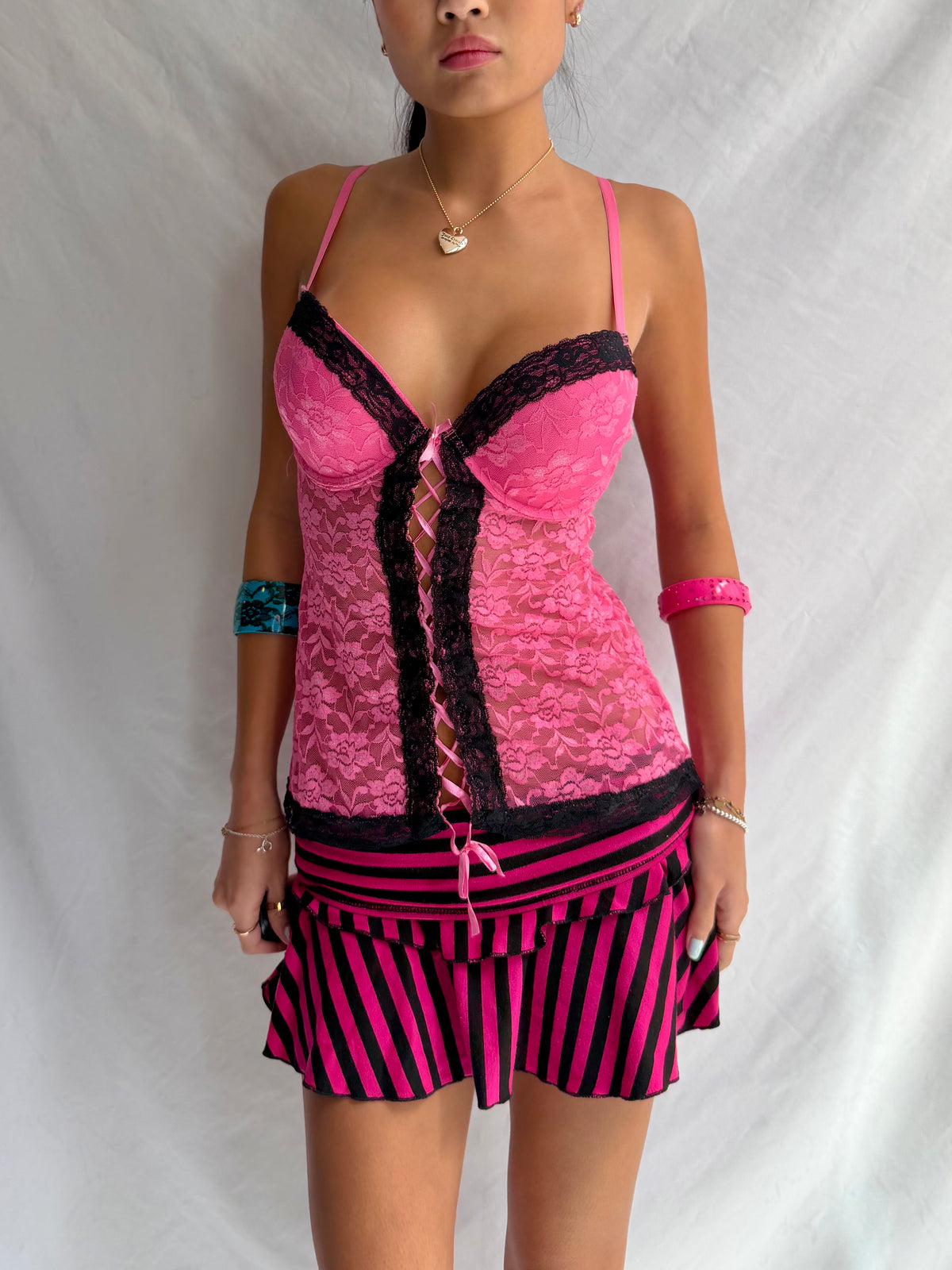 Vintage pink bustier corset top