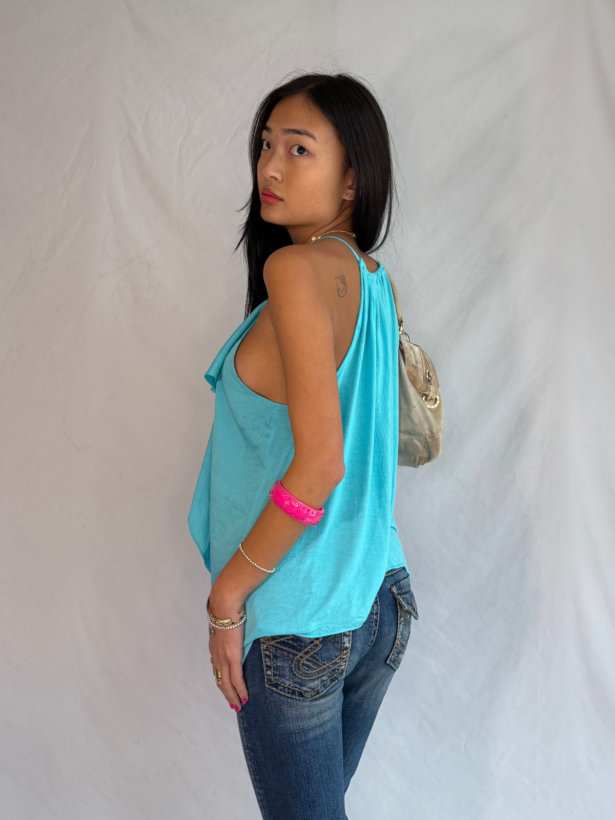 Vintage aqua halter top