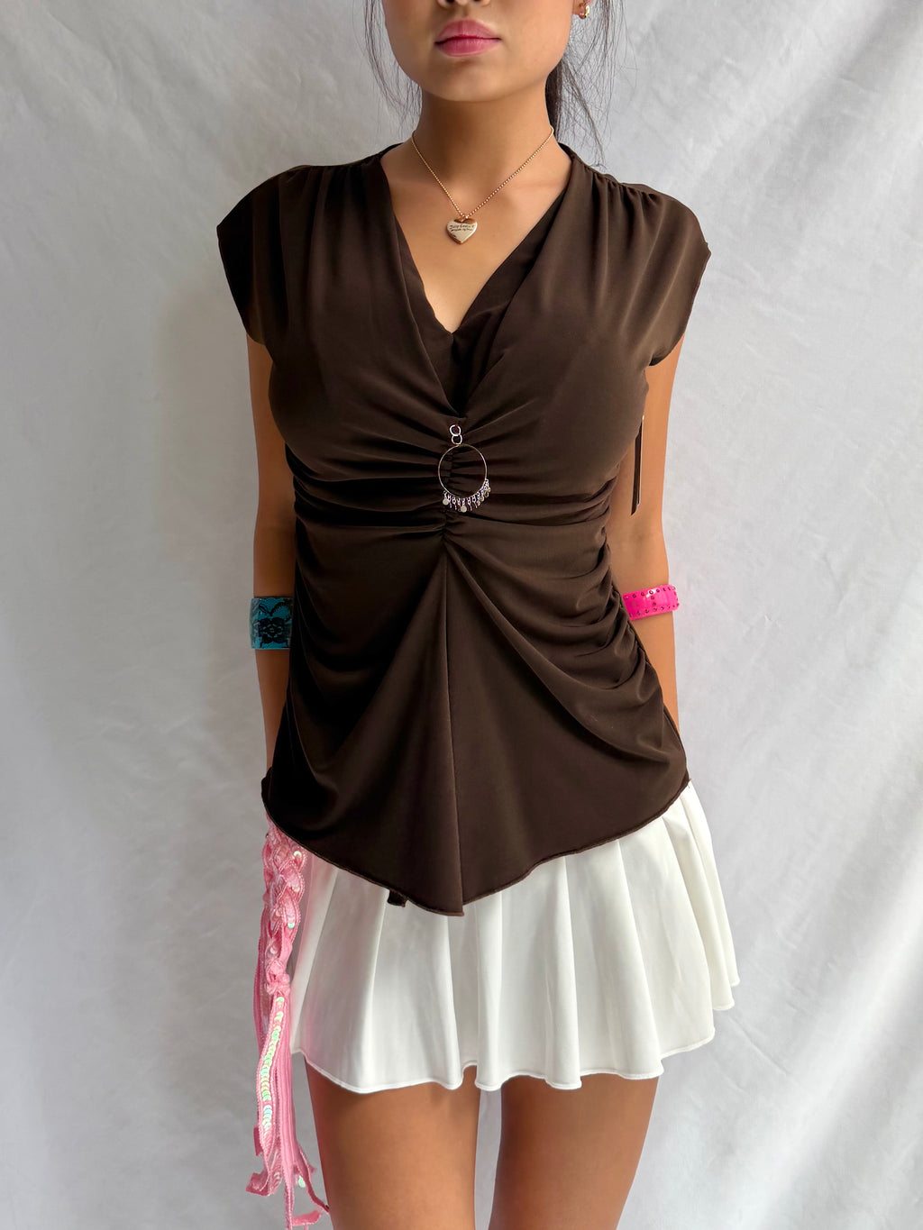 Vintage brown ruched top