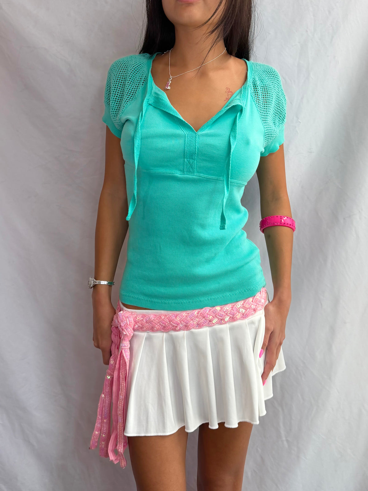 Vintage teal babydoll top